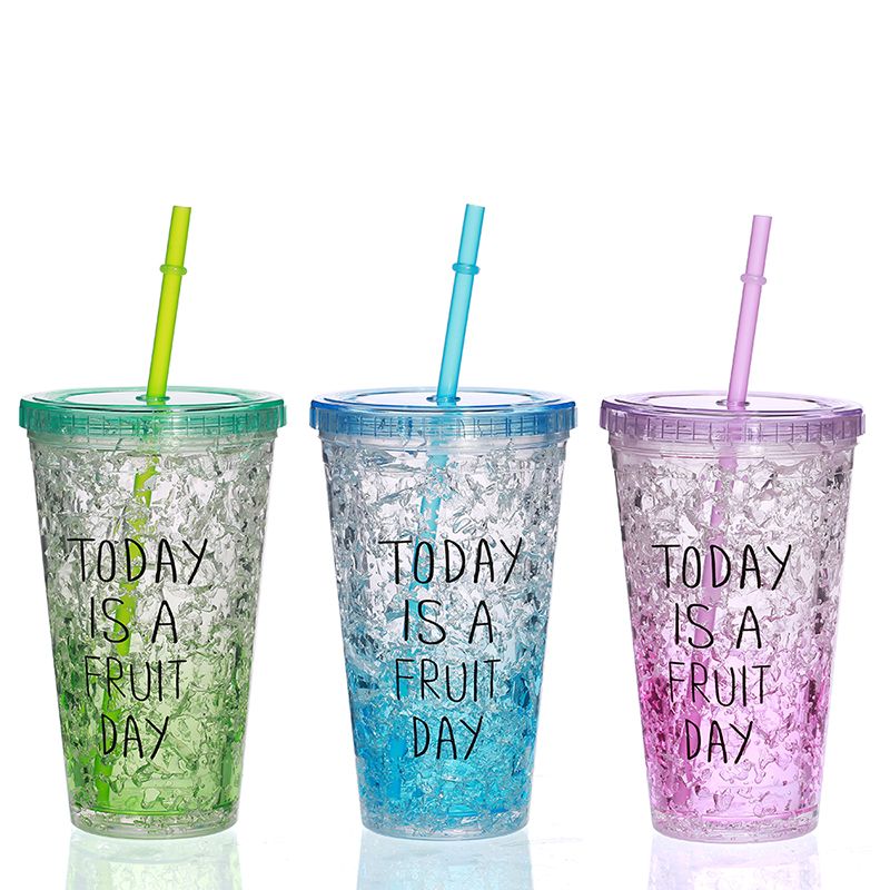 2021 Summer Ice Cup Double Wall Straw Adult Plastic Cups Korean Version