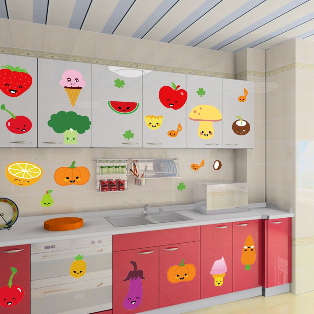 Cute Cartoon Fruits Wall Art Mural Decor Kitchen Wall Decoration