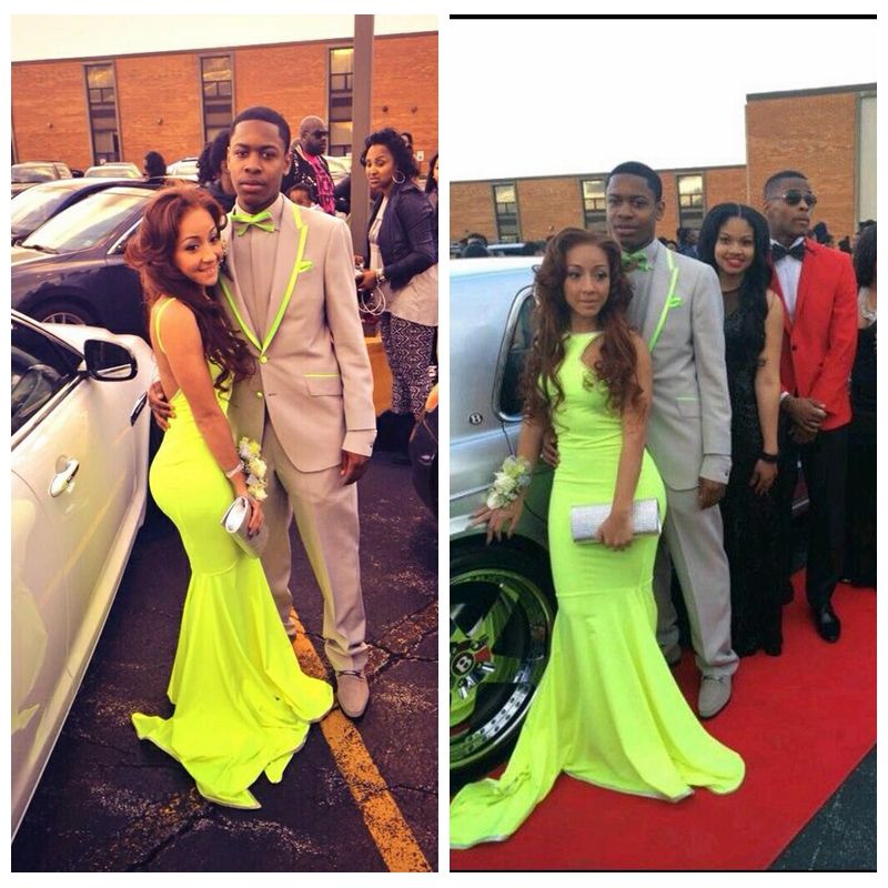 neon yellow prom dress