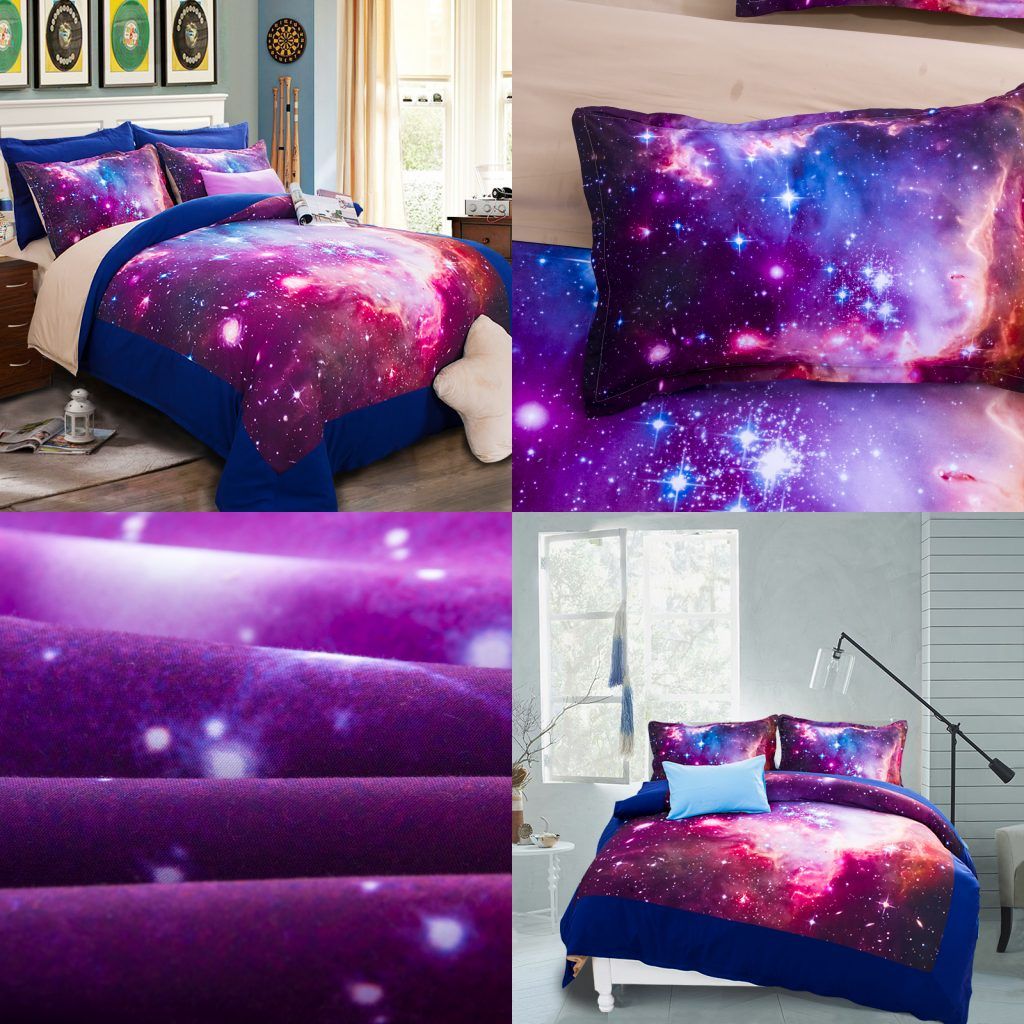 Colour Stars Hipster Galaxy 3D Bedding Sets Universe Outer Space Duvet ...