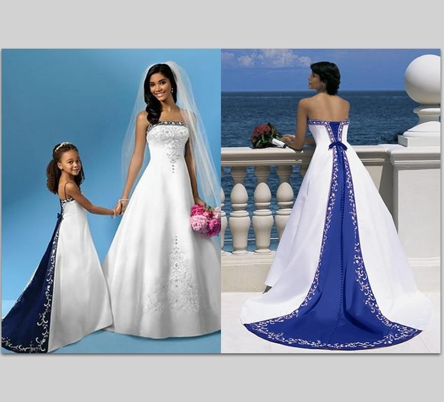 royal blue and white plus size wedding dress