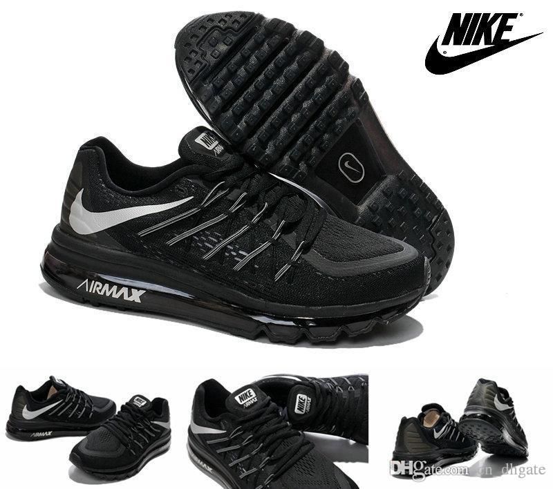 Nike Air Max 2015 para hombre de corrientes de los zapatos plata negro,