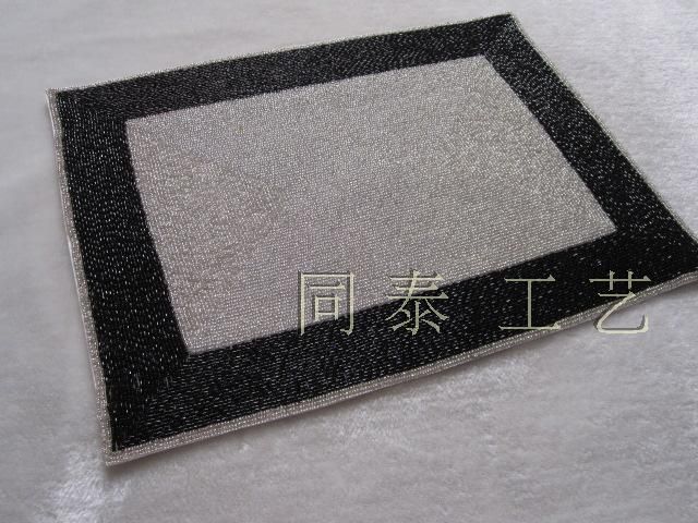 2019 Luxury Rectangle Silver Black Handmade Beaded Table Runner
