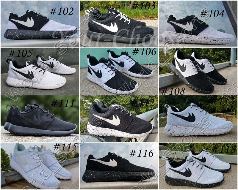 womens roshe run black and white