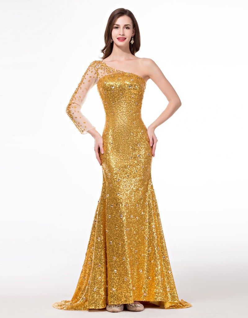 vestido dourado sereia