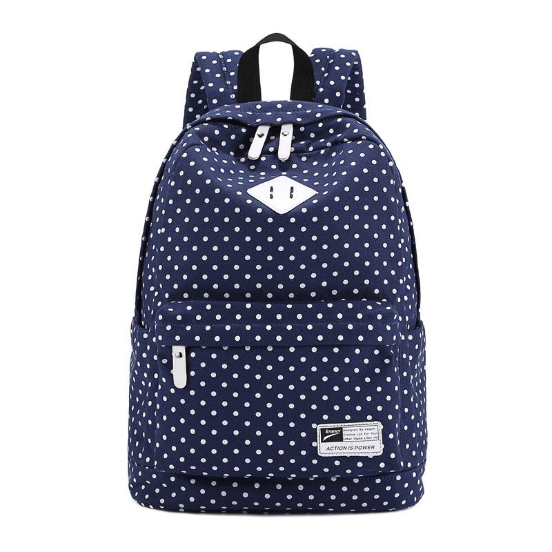 blue polka dot backpack