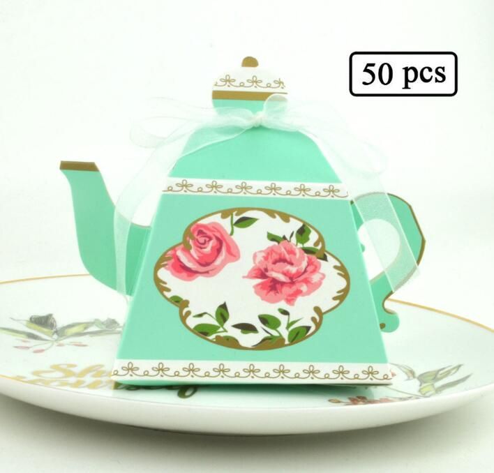 New Design Uk Tea Party Supply Tea Pot Kettle Paper Candy Favor