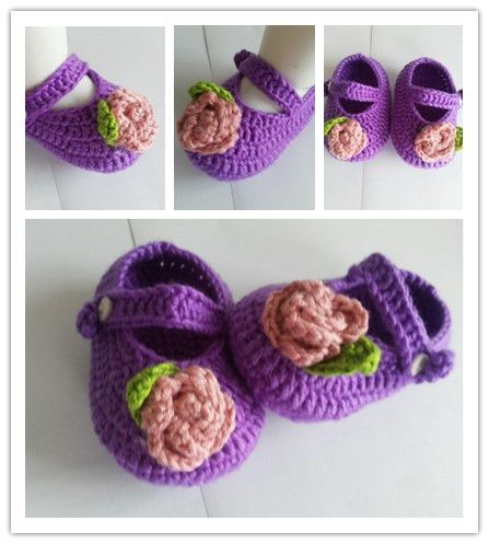 purple infant shoes