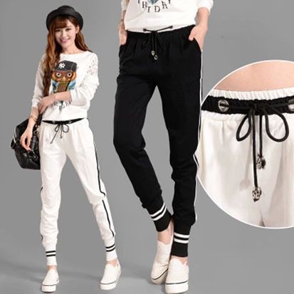 black and white striped joggers womens