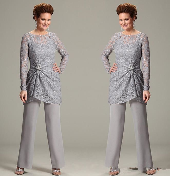 grey mother of the bride pant suits