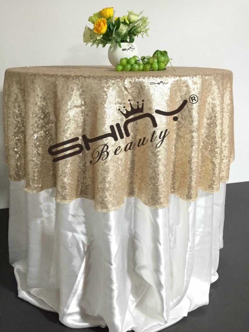 48 Round Champagne Sequin TableCloth,Wholesale Wedding Beautiful