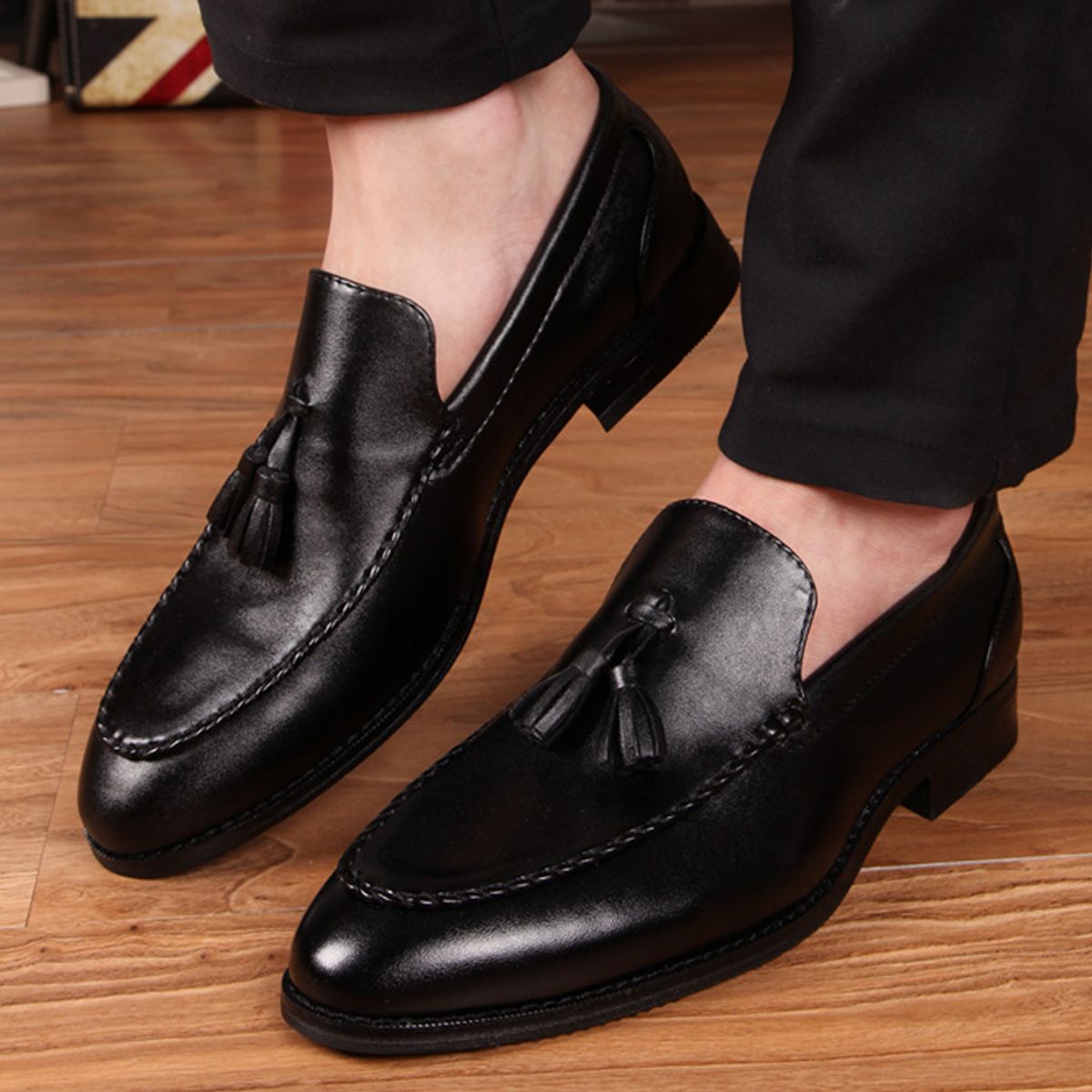 Elegant Charming Quality Leather Tassel Oxfords Shoes Mens Slip On Slim ...