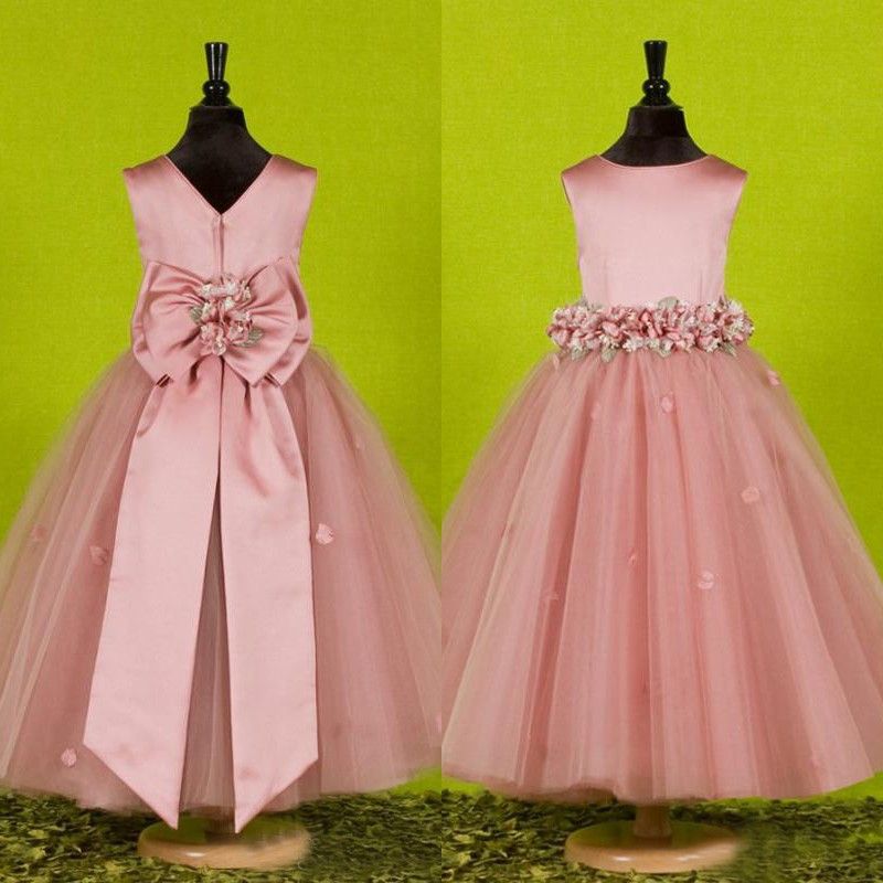 dusky pink flower girl dresses uk