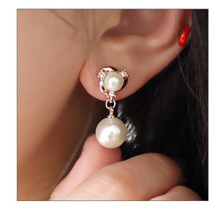 pearl earrings with diamonds around