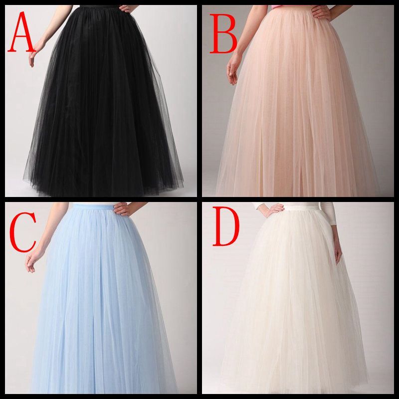 Cheap Women Skirts Any Color Floor Length 2019 Adult Long Tutu Pleated Tulle Skirt A Line Plus Size Maxi Underskirt China Custom Made Red Petticoat