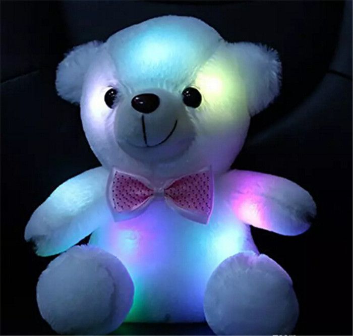 Teddy Bear Stuffed Animal Plush Doll Gift Toy For Girls White Light Up LED