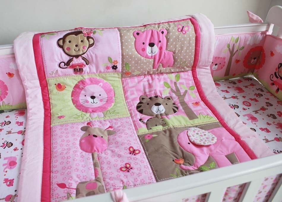 Sale 2016 Pure Cotton Baby Girl Crib Bedding Set 3d Embroidery