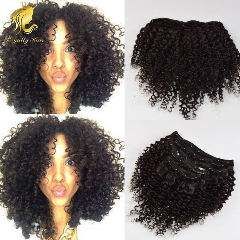 Mongolian Virgin Hair African American Afro Kinky Curly Hair Clip