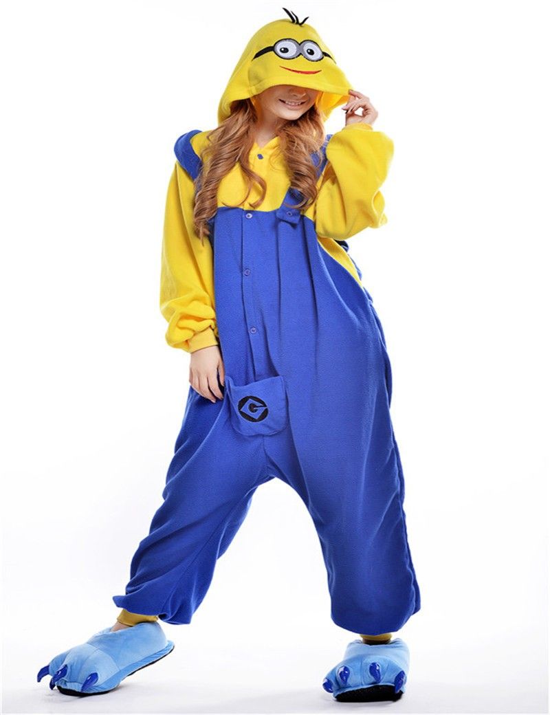 En Stock Venta Al Por Mayor Adulto Onesies Cosplay Pijama Minions Pijamas Flannel Unisex Hoodies Animal Trajes Halloween Kigurumi Jumpsuits 28,16 € | DHgate