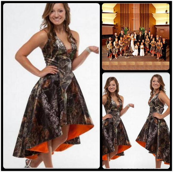 orange camo bridesmaid dresses