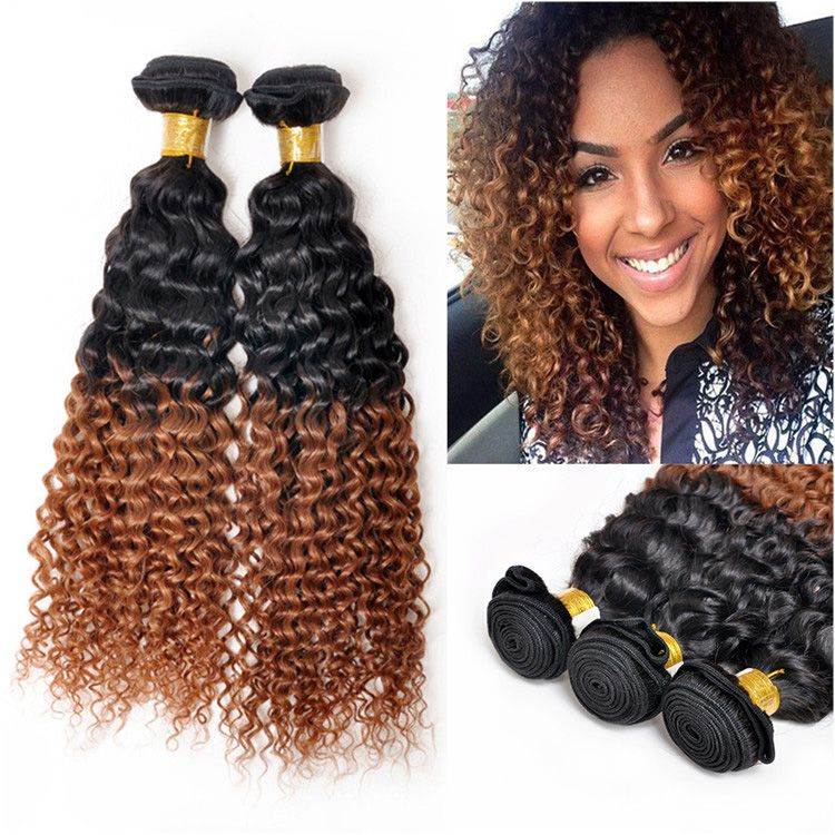 7a Ombre Malaysian Kinky Curly Hair Weaves T1b 30 Two Tone