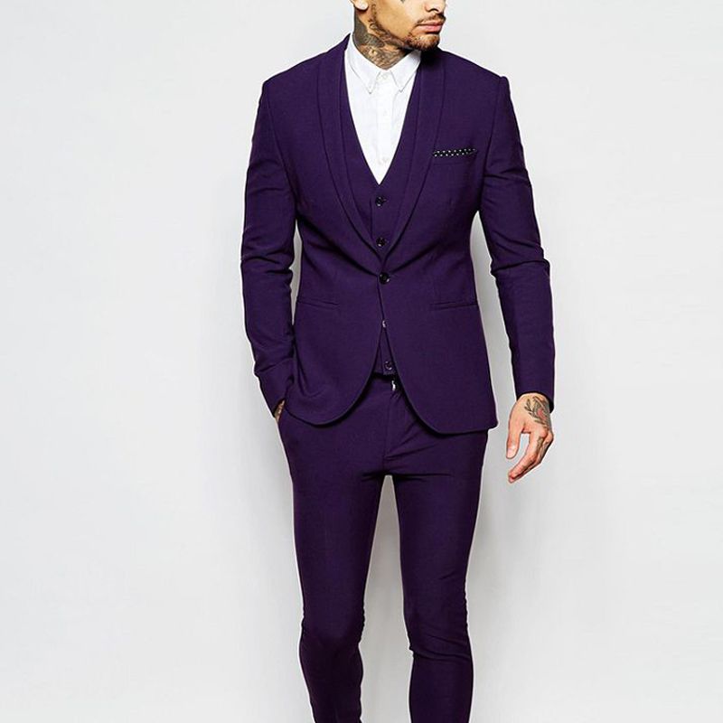 Acquistare Smoking Da Sposo Viola 2018 Abiti Da Uomo Su Misura Slim Fit  Abito Da Sposo Tre Pezzi Con Un Bottone Giacca + Pantaloni + Gilet  Economico | Consegna Veloce E Qualità | It.Dhgate