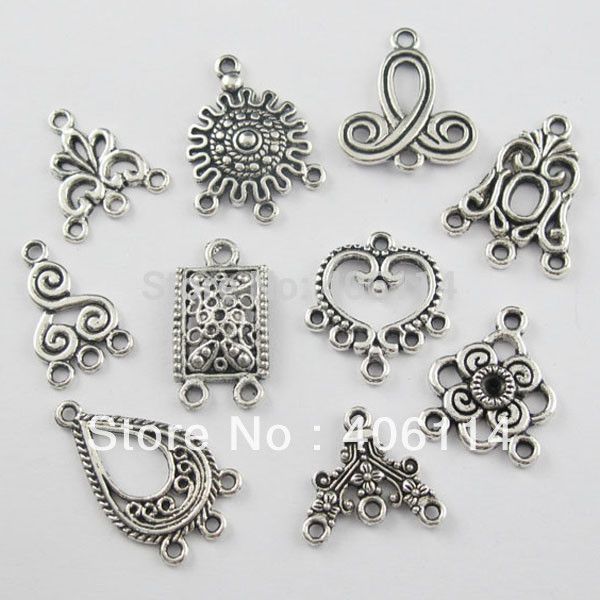 80pcs Tibetan Silver Heart Bracelet/Necklace/Earring Connectors Charms 