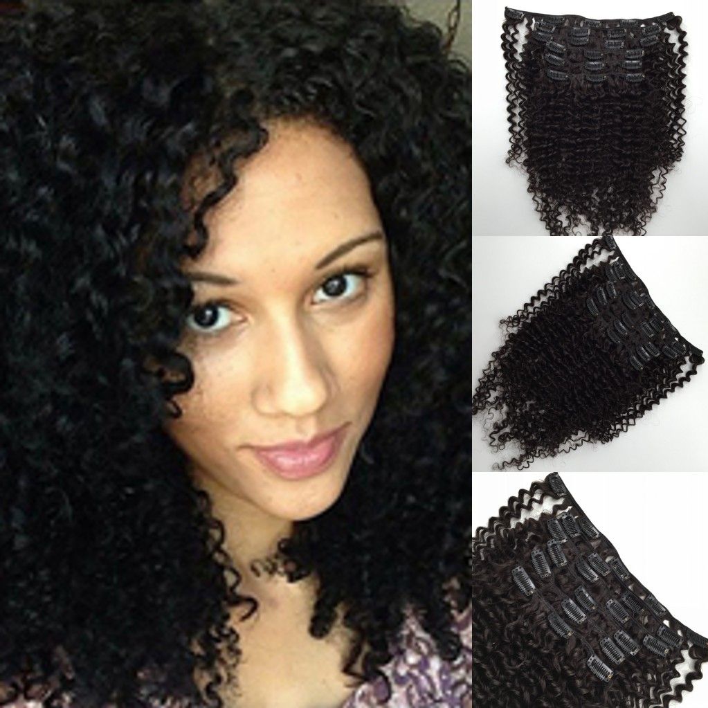 Brazilian Virgin Hair Full Head Natural Black Afro Kinky Curly