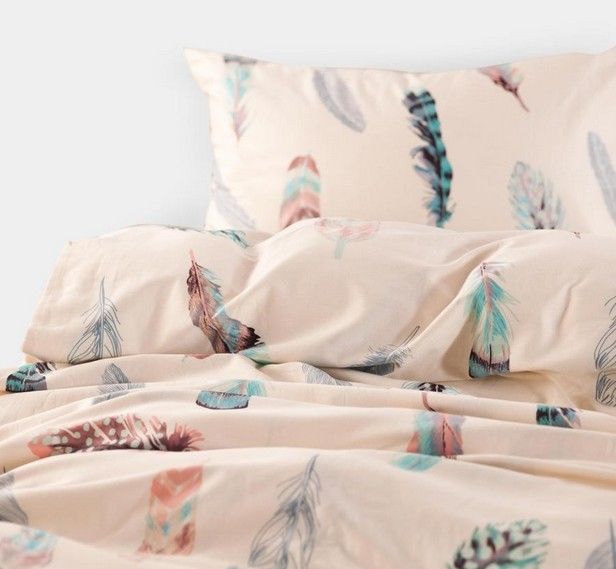 Colorful Feather Bedding Set King Size Queen Full Double Pink Bed