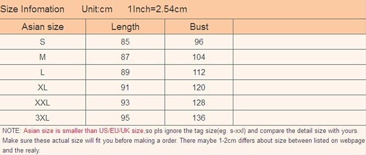 Satin Robe Size Chart