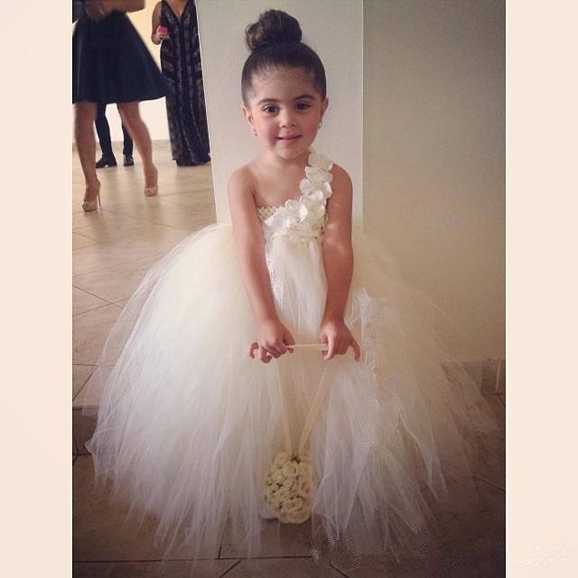 one shoulder flower girl dress