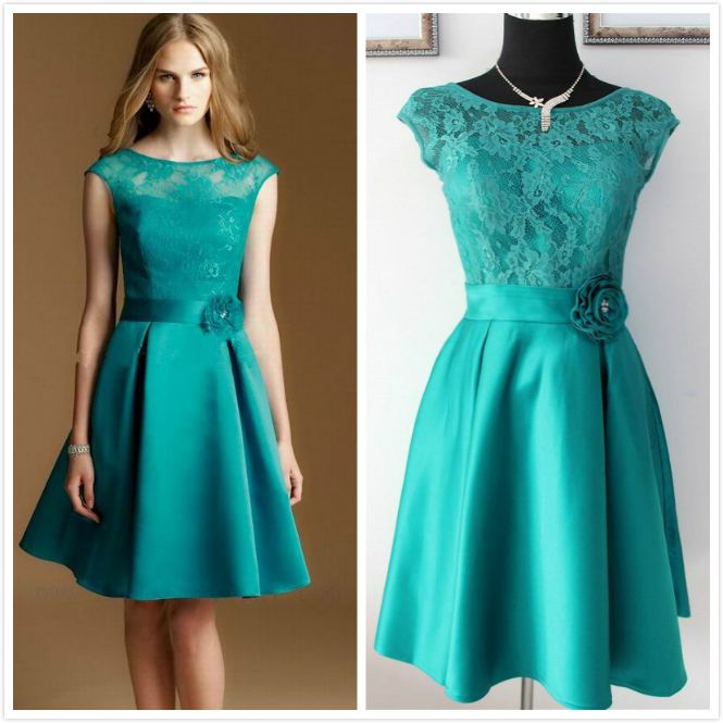 teal cocktail dress with sleeves