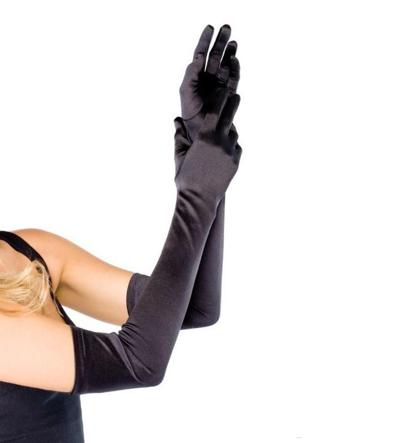 Ellenbogen Handschuhe Satin Rot Schwarz o Weiß Fingerhandschuhe Abendgarderobe