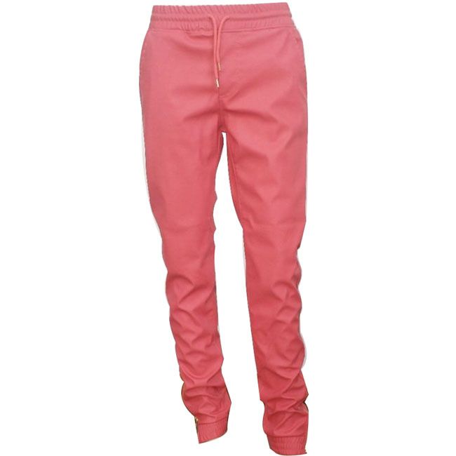 red leather joggers