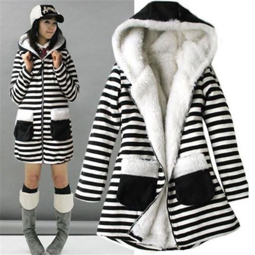 2021 2015 Fashion New Fashion Womens Zebra Thicken Winter Warm Coat