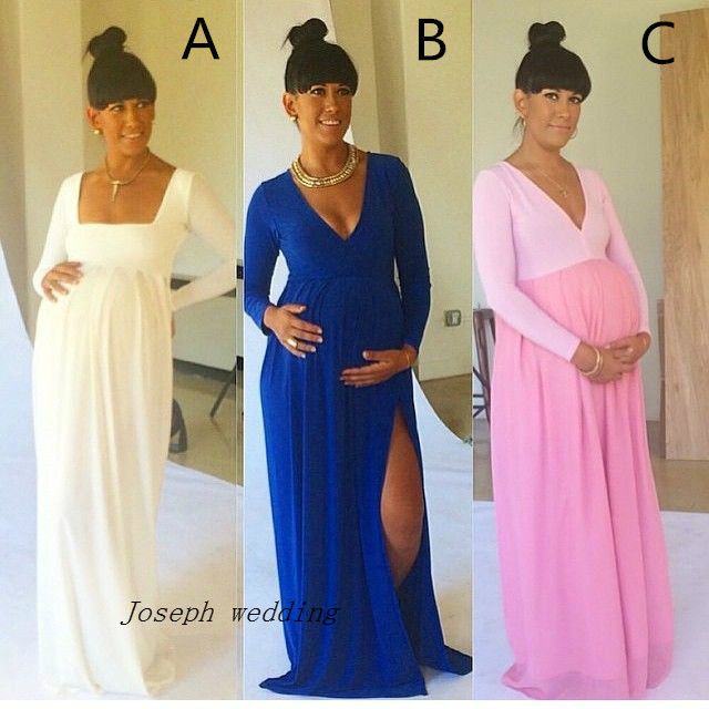 Latest Sexy Maternity Dresses With Side Slit V Neck Royal Blue Baby Latest Sexy Maternity Dresses With Side Slit V Neck Royal Blue Baby