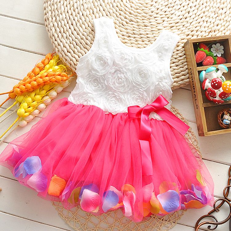 Summer Baby Girl Newborn Kids Sleeveless Flower Cotton Party Dress Outfit Top