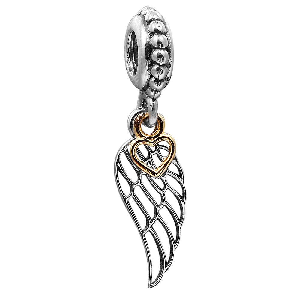 Angel Wing Love Guidance 14K Gold Heart 100% 925 Sterling Silver Perles Fit Pandora Bracelet Bracelet Bijoux de mode DIY authentiques