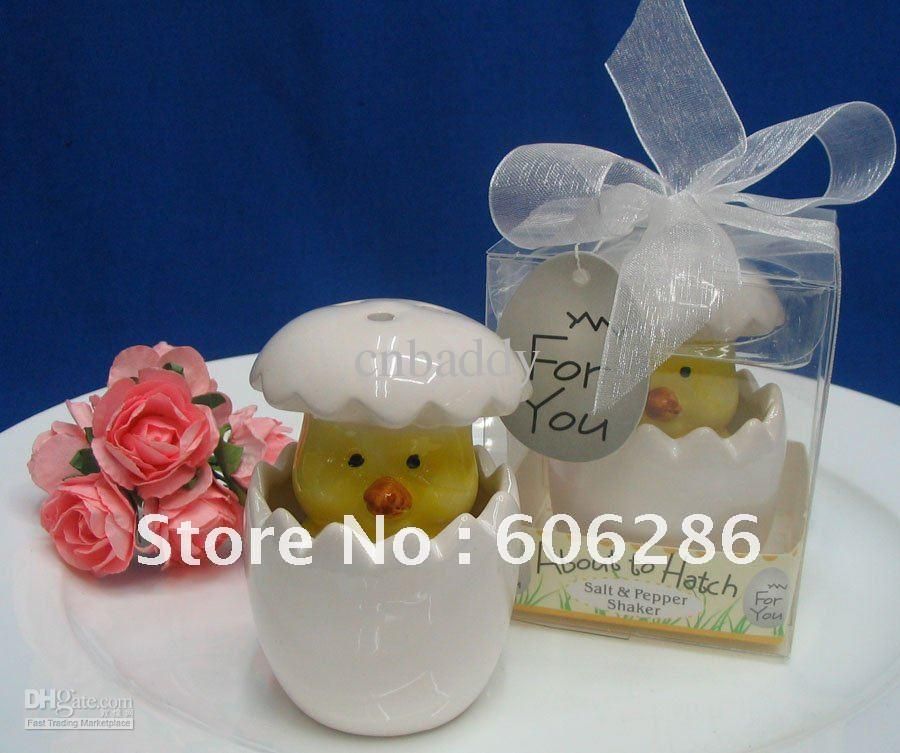 Set of 12 Baby Shower Gifts /& Wedding Favors About to Hatch Ceramic Baby Chick Salt /& Pepper Shakers