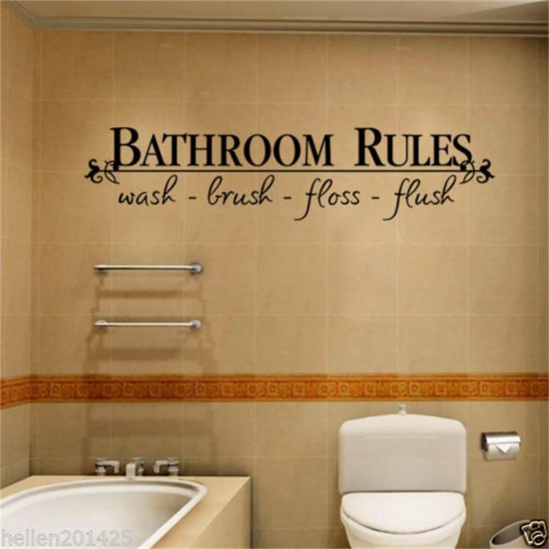 Bathroom Rules Door Sign Vinyl Quotes Lettering Words Wall