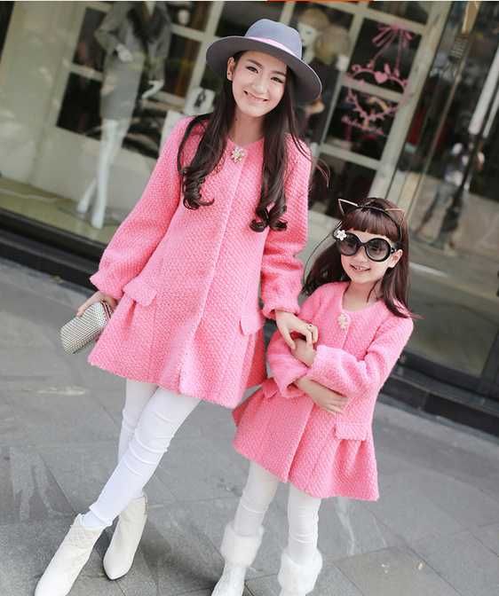 mother and daughter matching coats