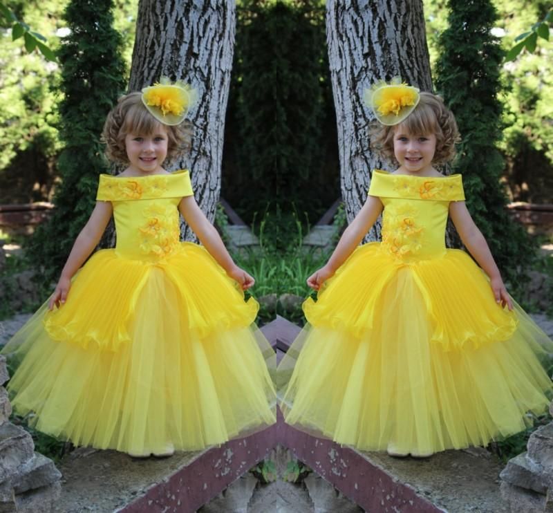 bright yellow flower girl dresses