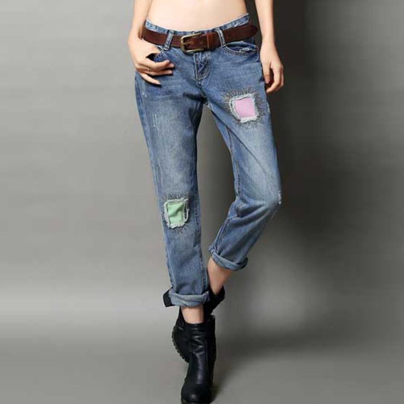 womens ripped jeans with patches