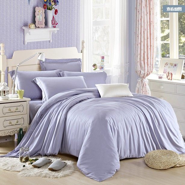 Luxury Light Blue Bedding Set Queen King Size Tencel Duvet Cover