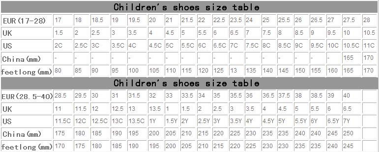 Infant Size Chart Adidas