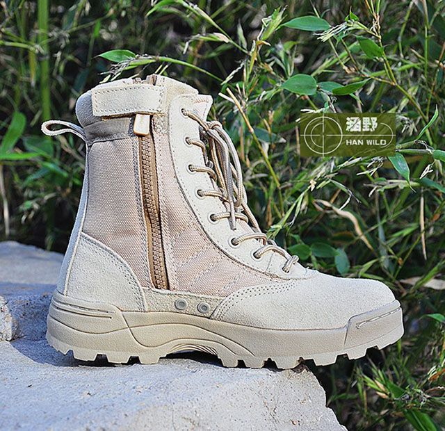 military desert boots with zipper