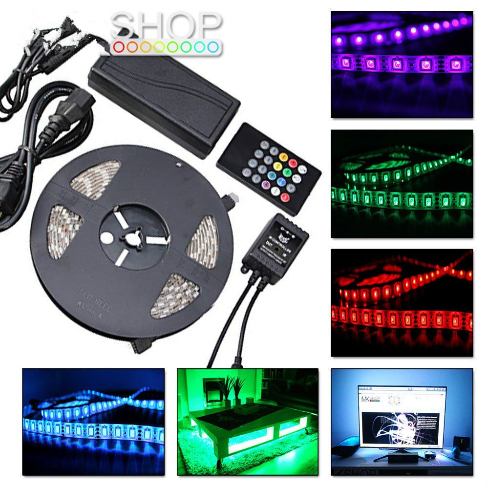5M/10M 5050 LED RGB STRIP SOUND MUSIC SET PUB NIGHTCLUB BAR LIGHTING CONNECTORS 