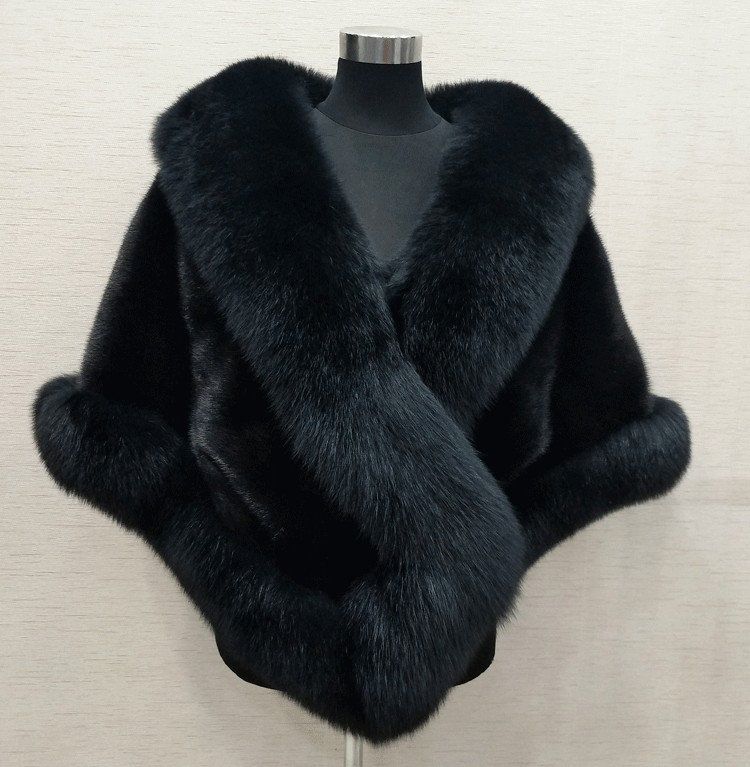 black faux fur shrug wedding