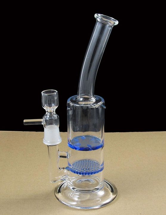 2020 Double Disc Glass Bong Bent Neck Glass Water Pipe With