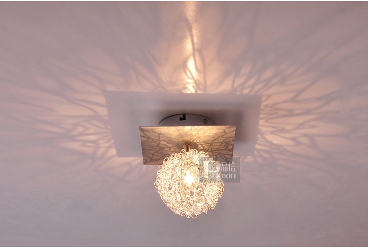 2019 Modern Porch Ceiling Lamp Small Siver Aluminum Wire Ball Bedroom Ceiling Lamp Hallway Corridor Chandelier Light Bird S Nest Ceiling Lights From